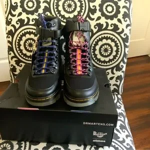 Dr. Martens x Atmos Black Shoes with Blue and Pink Laces Dr. Martens | Shoes | Dr Martens X Atmos Black Shoes With  main image 2